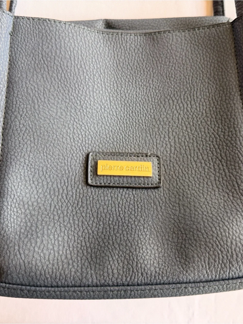 Pierre Blue Pebbled Shoulder Tote Purse Gold Hardware Dual Straps